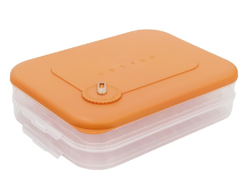 Контейнер с крышкой для хранения и заморозки продуктов на 2 секции, 30х23х8 см, оранжевый