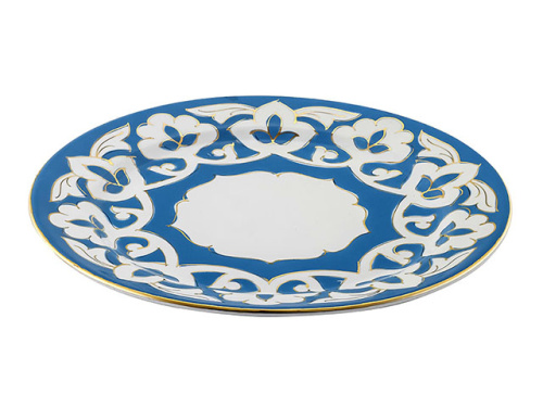 Тарелка Бирюзовая Пахта, Turon Porcelain, с золотом, Ø 24 см