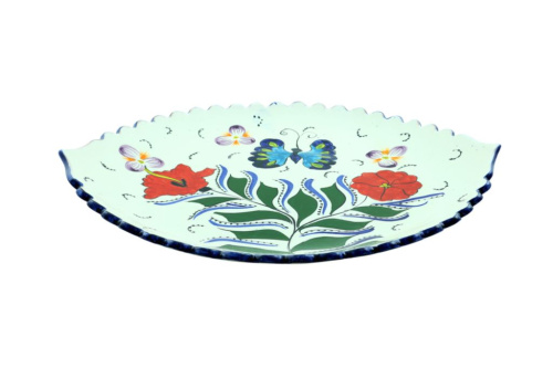 Блюдо Ляган "Риштанская керамика", Бабочка, Узбекистан, Ø 41 см