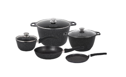 Набор кухонной посуды с антипригарным покрытием №20 (8 предм.), Kukmara (Темный мрамор), пнкп20мт