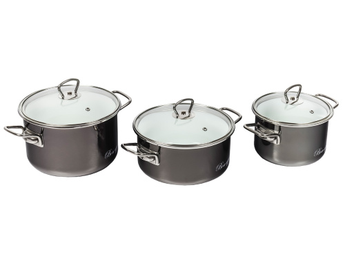 Набор кастрюль №13 Bon Appetit, 3 предмета, мокрый асфальт