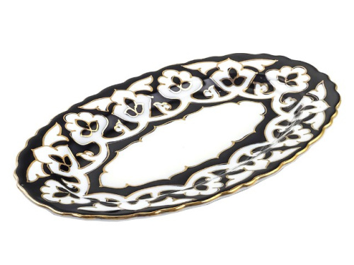 Тарелка овальная Пахта, Turon Porcelain, с золотом, Ø 23 см