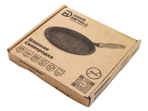 Сковорода чугунная блинная DAVR METALL, 24 см