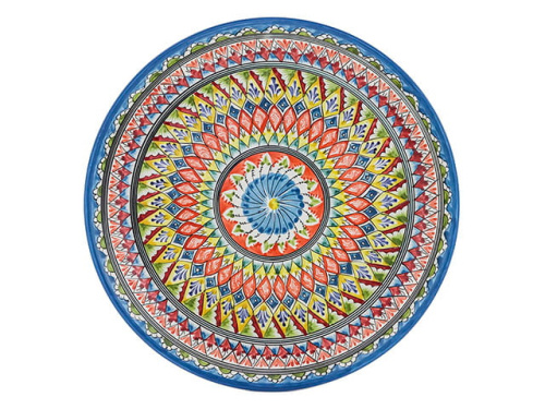 Блюдо Ляган "Риштанская керамика", Синяя мехроб, диаметр 38 см RSN034