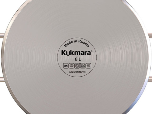 Кастрюля 8 л из нержавеющей стали со стеклянной крышкой, Kukmara (Safia), SF-CA8026G