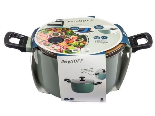 Кастрюля со стеклянной крышкой BergHOFF Leo Sage, 5.6 л Кастрюля со стеклянной крышкой BergHOFF Leo Sage, 5.6 л