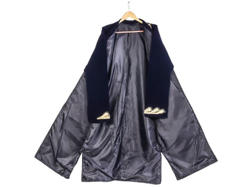 Зарчапан, тёмно-синий, бархатный, золотая вышивка ,124x70x60x60