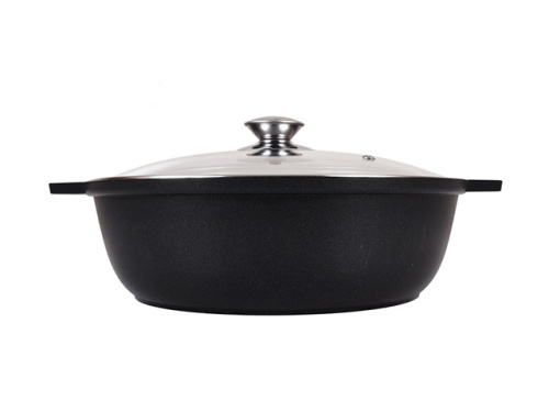 Кастрюля-жаровня 3 л с антипригарным покрытием со стеклянной крышкой Kukmara (Традиция), ж34а