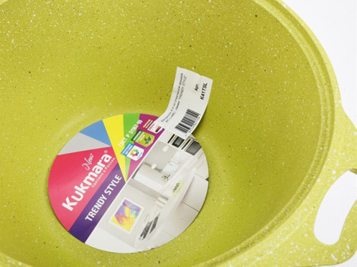 Кастрюля 4 л с антипригарным покрытием со стеклянной крышкой, Kukmara (Trendy style lime), к41tsl