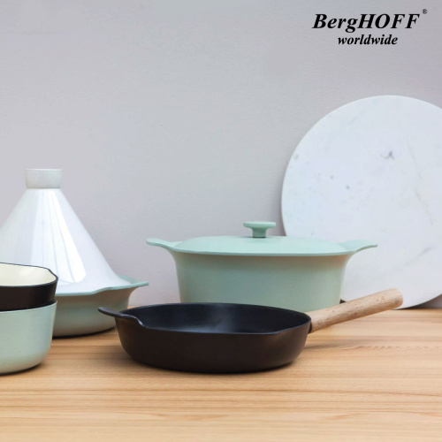Кастрюля чугунная овальная с крышкой BergHOFF Ron, (зеленая) 5.2 л