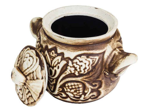 Набор супник 3 л + 4 горшка 0.6 л "Славянская Керамика", Орнамент, белый