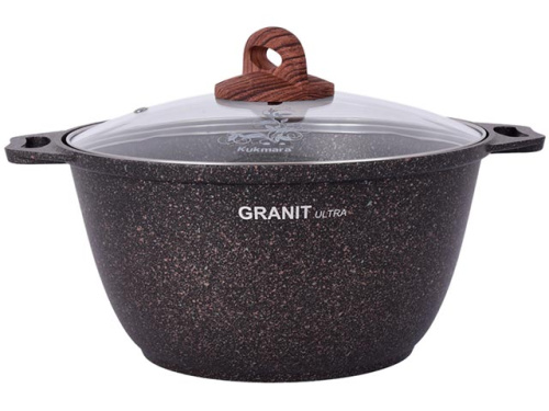 Кастрюля 3 л с антипригарным покрытием со стеклянной крышкой, Kukmara (Granit Ultra Original), кго32а