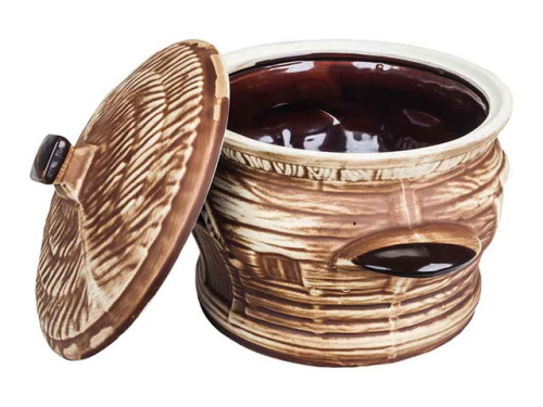 Набор супник 3 л + 4 горшка 0.6 л "Славянская Керамика", Корчма, белый