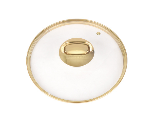 Крышка стеклянная 28 см с ободком из нержавеющей стали (золото), Kukmara, с28Т115