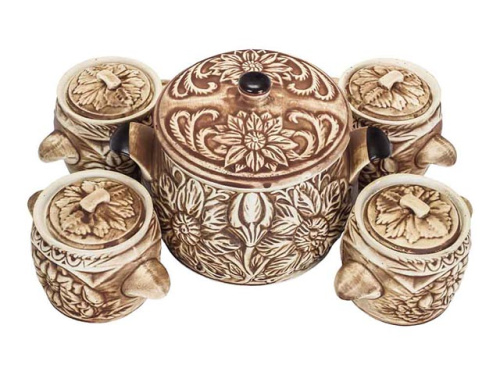 Набор супник 3 л + 4 горшка 0.6 л "Славянская Керамика", Весна