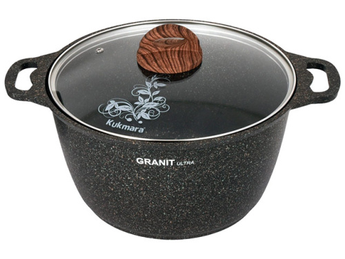 Кастрюля 6 л с антипригарным покрытием со стеклянной крышкой, Kukmara (Granit Ultra Original), кго62а