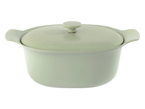 Кастрюля чугунная овальная с крышкой BergHOFF Ron, (зеленая) 5.2 л