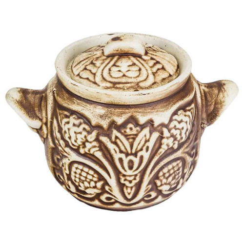 Набор супник 3 л + 4 горшка 0.6 л "Славянская Керамика", Орнамент, белый