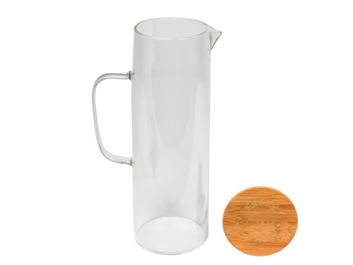 Кувшин стеклянный с бамбуковой крышкой, 1.5 л