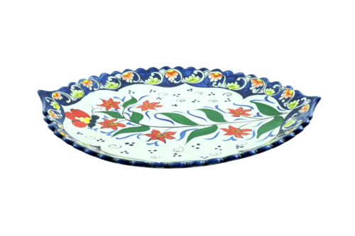 Блюдо Ляган "Риштанская керамика", Бабочка, Узбекистан, диаметр 41 см