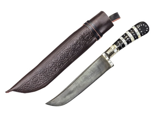 Нож Пчак, средний (тезкесар), рукоять: эбонит с садафом Нож Пчак, средний (тезкесар), рукоять: эбонит с садафом