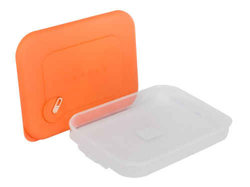Контейнер с крышкой для хранения и заморозки продуктов на 1 секцию, 30х23х5 см, оранжевый