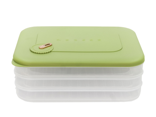 Контейнер с крышкой для хранения и заморозки продуктов на 3 секции, 30х23х11 см, зеленый