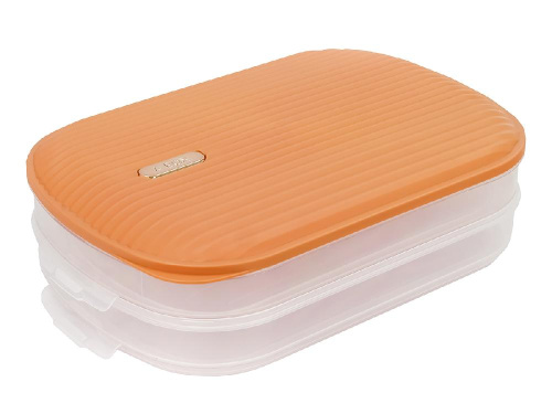 Контейнер с крышкой для хранения и заморозки продуктов на 2 секции, 32х22х9 см, оранжевый