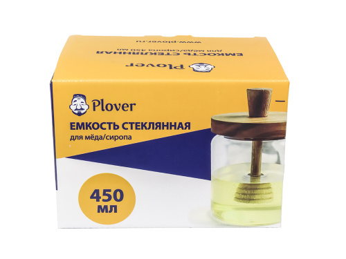 Ёмкость стеклянная для мёда с ложкой, PLOVER, 450 мл
