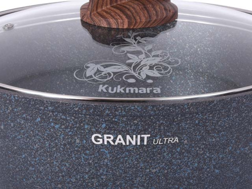 Кастрюля-жаровня 4 л с антипригарным покрытием со стеклянной крышкой, Kukmara (Granit Ultra Blue), жгг41а