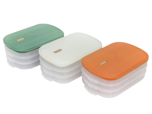 Контейнер с крышкой для хранения и заморозки продуктов на 3 секции, 32х22х13 см, белый