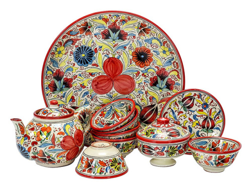 Набор чайный "Риштанская керамика", Турецкий стиль, белый, 10 предметов