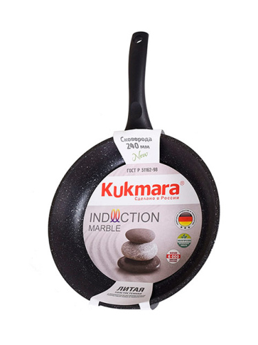 Сковорода 24 см с антипригарным покрытием, Kukmara (Marble Induction Темный мрамор), смти240а
