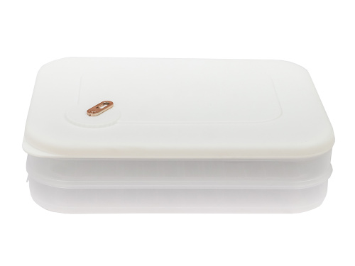 Контейнер с крышкой для хранения и заморозки продуктов на 2 секции, 30х23х8 см, белый