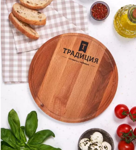 Доска разделочная круглая, 24х1,6 см, бук, Традиция