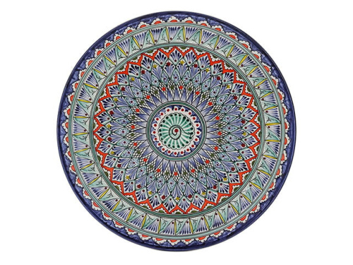 Блюдо Ляган "Риштанская керамика", Синяя мехроб, диаметр 38 см RSN036