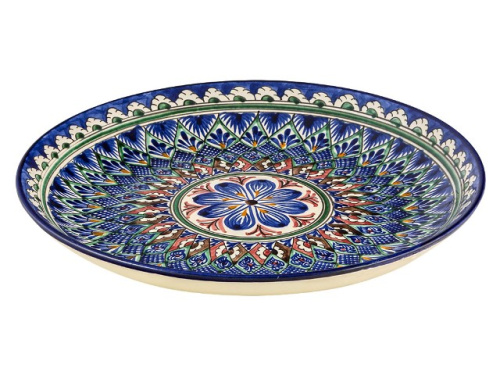 Блюдо Ляган "Риштанская керамика", Синяя мехроб, диаметр 28 см RS9_12