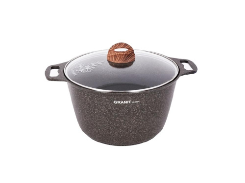Кастрюля 8 л с антипригарным покрытием со стеклянной крышкой, Kukmara (Granit Ultra Original), кго82а