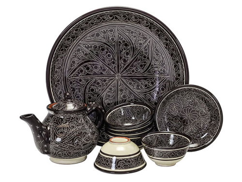 Набор чайный "Риштанская керамика", Коричневый, 9 предметов