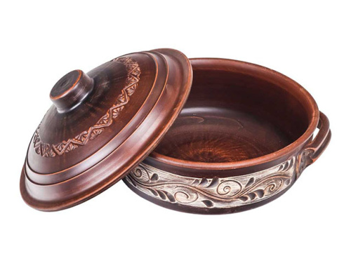 Жаровня с ручками "Славянская Керамика", Беленная, 3 л