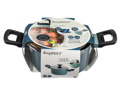 Кастрюля со стеклянной крышкой BergHOFF Leo Slate, 2.9 л