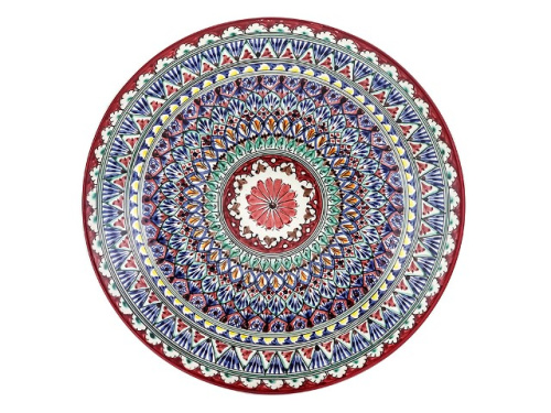Блюдо Ляган "Риштанская керамика", Красная мехроб, Ø 42 см