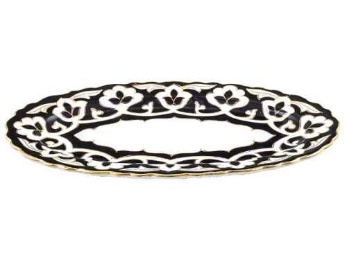 Тарелка овальная Пахта, Turon Porcelain, с золотом, Ø 29 см