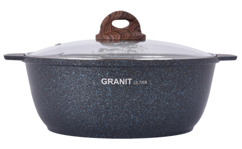 Кастрюля-жаровня  3 л с антипригарным покрытием со стеклянной крышкой, Kukmara (Granit Ultra Blue), жгг31а