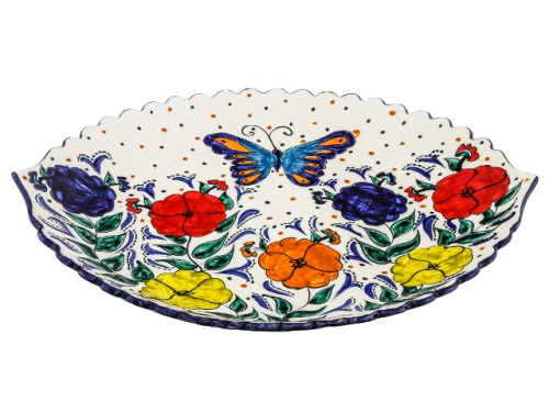 Блюдо Ляган "Риштанская керамика", Бабочка, диаметр 41 см