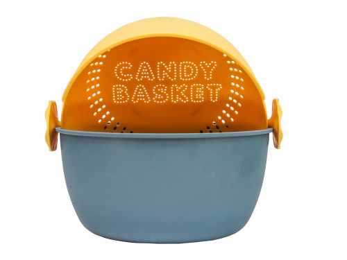 Дуршлаг с миской 2 в 1 круглый, пластиковый, 2 л, синий/желтый