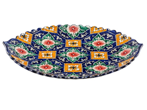 Блюдо Ляган овальный "Риштанская керамика", Узбекистан, диаметр 41 см
