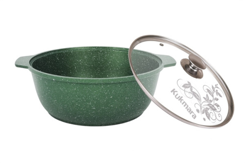 Кастрюля-жаровня 3 л с антипригарным покрытием со стеклянной крышкой, Kukmara (Trendy style emerald), ж31tse