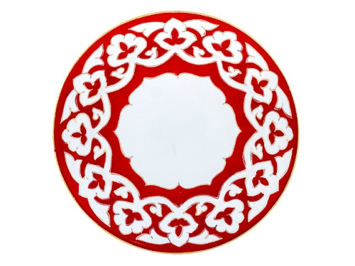 Тарелка Красная Пахта, Turon Porcelain, с золотом, Ø 17.5 см
