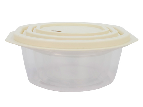 Набор из 3-х пищевых контейнеров с крышкой от 0.5 до 1.6 л, круглые